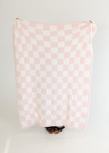 Load image into Gallery viewer, Light Pink &amp; White Cozy Checkered Blanket
