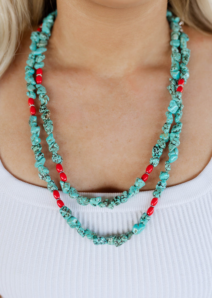 Nocona Turquoise & Red Necklace