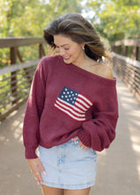 Load image into Gallery viewer, Brandi American Flag Burgundy Sweater
