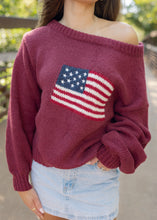 Load image into Gallery viewer, Brandi American Flag Burgundy Sweater
