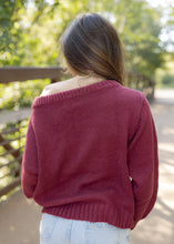 Load image into Gallery viewer, Brandi American Flag Burgundy Sweater

