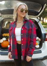 Load image into Gallery viewer, Tara Red &amp; Blue Plaid Flannel Shacket
