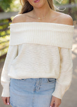 Load image into Gallery viewer, Cream Off Shoulder Sweater Top

