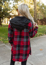 Load image into Gallery viewer, April Red Plaid Hooded Shacket
