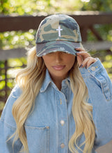 Load image into Gallery viewer, Camo &amp; Cross Distressed Hat
