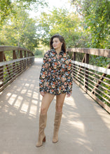 Load image into Gallery viewer, Daphne Black Multicolor Floral Romper
