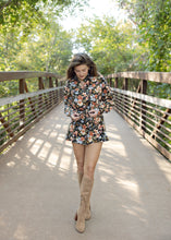 Load image into Gallery viewer, Daphne Black Multicolor Floral Romper
