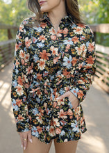 Load image into Gallery viewer, Daphne Black Multicolor Floral Romper

