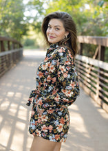 Load image into Gallery viewer, Daphne Black Multicolor Floral Romper
