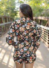 Load image into Gallery viewer, Daphne Black Multicolor Floral Romper
