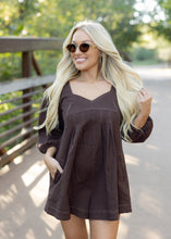 Load image into Gallery viewer, Denim Puff Sleeve Romper - Brown
