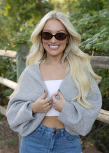 Load image into Gallery viewer, Heather Grey Knit Shrug Cardigan
