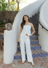 Load image into Gallery viewer, Chic Linen Stripe Halter Top &amp; Pant Set
