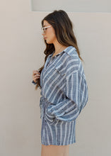 Load image into Gallery viewer, Navy &amp; White Striped Romper
