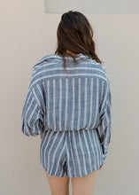 Load image into Gallery viewer, Navy &amp; White Striped Romper
