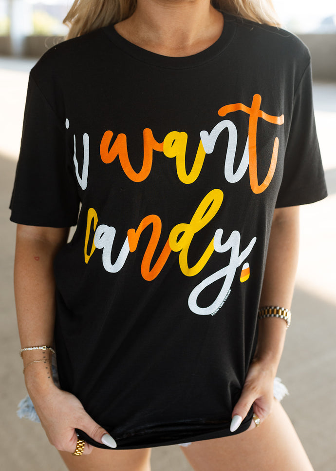 I Want Candy Black Graphic Tee