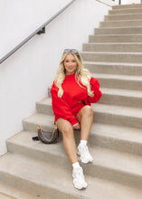 Load image into Gallery viewer, Cherry Red Dropped Shoulder Sweatshirt
