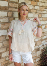 Load image into Gallery viewer, Beige Tassel Embroidered Top
