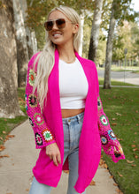 Load image into Gallery viewer, Colorful Crochet Sleeve Cardigan - Pink
