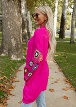Load image into Gallery viewer, Colorful Crochet Sleeve Cardigan - Pink

