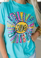 Load image into Gallery viewer, Callie Ann Colorful Shine Turquoise Tee

