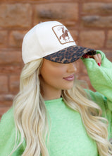Load image into Gallery viewer, Cowboy Embroidered Leopard Trucker Hat
