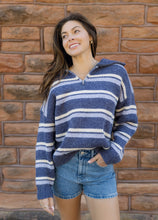 Load image into Gallery viewer, Navy Stripe Pullover Sweater
