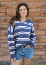 Load image into Gallery viewer, Navy Stripe Pullover Sweater
