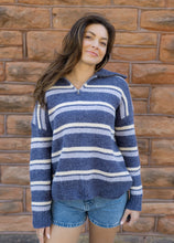 Load image into Gallery viewer, Navy Stripe Pullover Sweater
