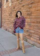 Load image into Gallery viewer, Rugby Burgundy &amp; Cream Stripe Sweater
