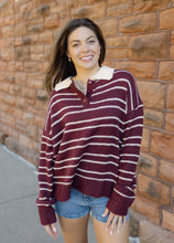 Load image into Gallery viewer, Rugby Burgundy &amp; Cream Stripe Sweater
