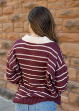 Load image into Gallery viewer, Rugby Burgundy &amp; Cream Stripe Sweater
