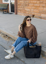 Load image into Gallery viewer, Piper Black Suede Tote Bag
