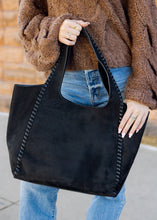 Load image into Gallery viewer, Piper Black Suede Tote Bag
