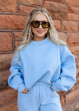 Load image into Gallery viewer, Baby Blue Dropped Shoulder Sweatshirt
