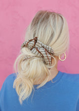 Load image into Gallery viewer, Striped Corset Hair Scrunchie - Tan/Brown
