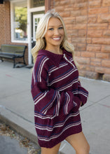 Load image into Gallery viewer, Burgundy Deep Stripe Knit Sweater
