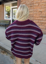 Load image into Gallery viewer, Burgundy Deep Stripe Knit Sweater

