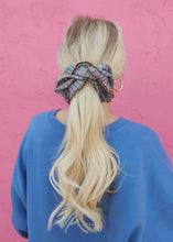 Load image into Gallery viewer, Striped Corset Hair Scrunchie - Blue/Brown
