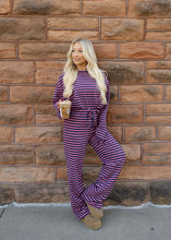 Load image into Gallery viewer, Pink &amp; Navy Stripe Pant Set
