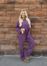 Load image into Gallery viewer, Pink &amp; Navy Stripe Pant Set
