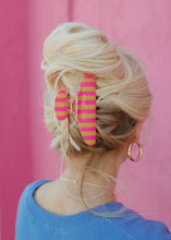 Load image into Gallery viewer, Oversized Claw Clip - Pink &amp; Mustard Stripe
