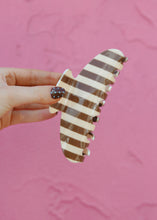 Load image into Gallery viewer, Oversized Claw Clip - Brown &amp; Cream Stripe
