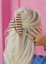 Load image into Gallery viewer, Oversized Claw Clip - Brown &amp; Cream Stripe
