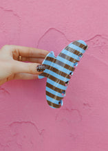 Load image into Gallery viewer, Oversized Claw Clip - Brown &amp; Blue Stripe
