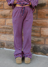 Load image into Gallery viewer, Pink &amp; Navy Stripe Pant Set

