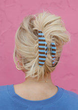 Load image into Gallery viewer, Oversized Claw Clip - Brown &amp; Blue Stripe
