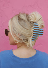 Load image into Gallery viewer, Oversized Claw Clip - Brown &amp; Blue Stripe
