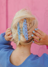 Load image into Gallery viewer, Oversized Claw Clip - Brown &amp; Blue Polka Dot
