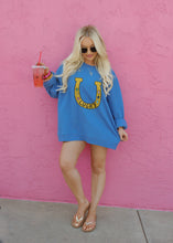 Load image into Gallery viewer, Lucky Horseshoe Dusty Blue Oversized Sweatshirt
